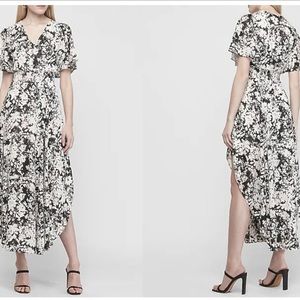 Express floral metallic maxi dress